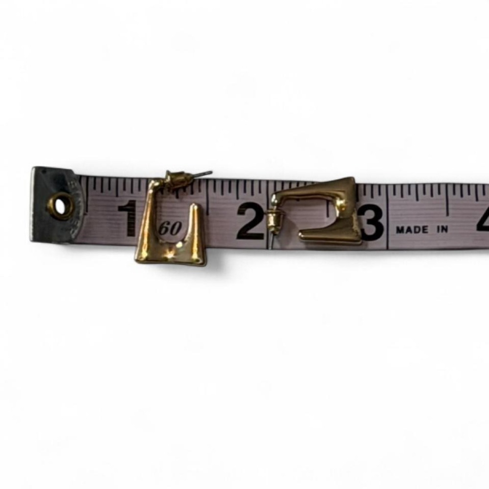 Gold Tone Modern Square Hoop Earrings - Picture 8 of 8